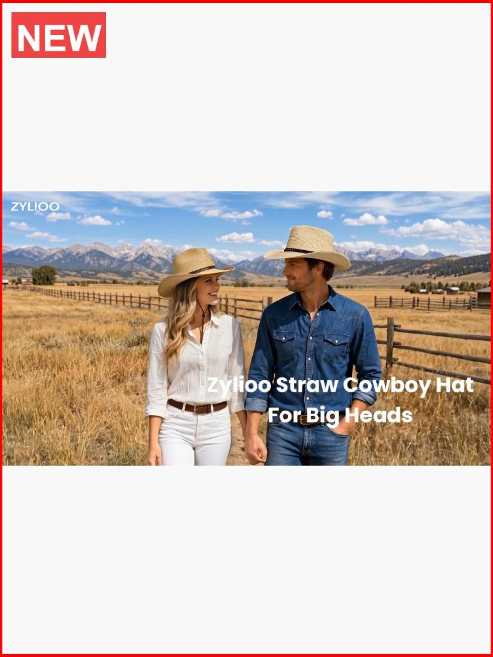 XXL Straw Cowboy Hat Wide Brim Breathable Sun Hat Travel - Picture 7 of 7